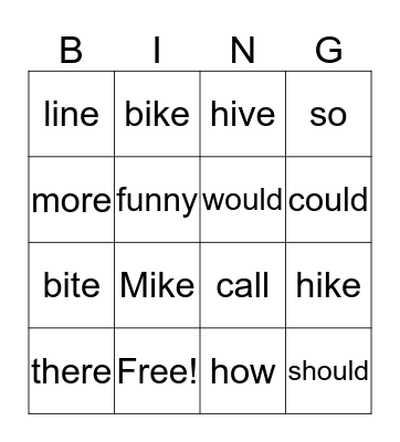 Smile Mike Bingo Card