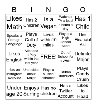 Person Bingo Card