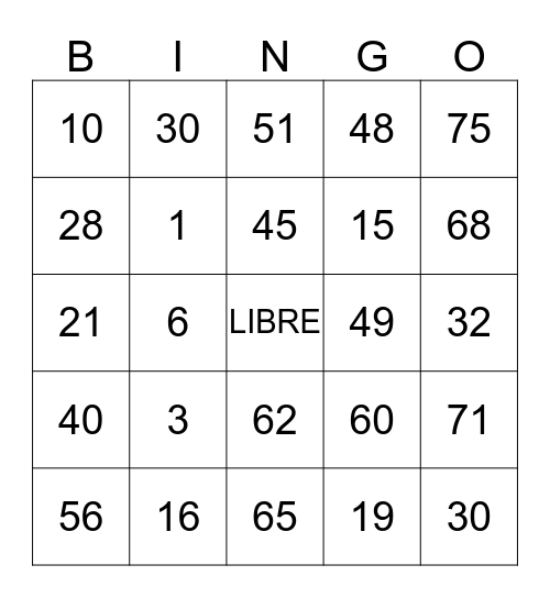 Bingo Binguhan Bingo Card