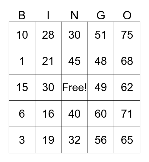 Bingo Binguhan Bingo Card