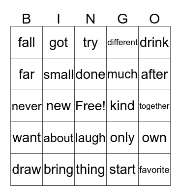 3rd grade Bingo Card
