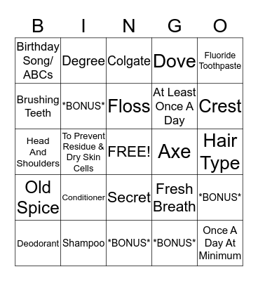 HYGIENE BINGO! Bingo Card