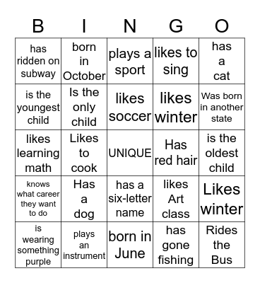 Class of 2017 BINGO Card