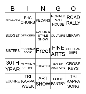 ASSOCIATE CHAPTER 30TH Bingo Card