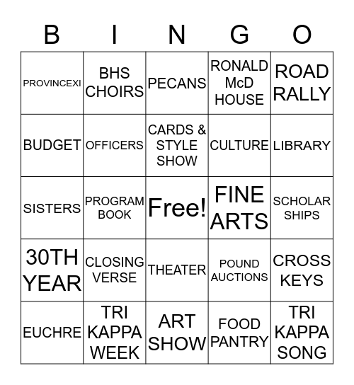 ASSOCIATE CHAPTER 30TH Bingo Card