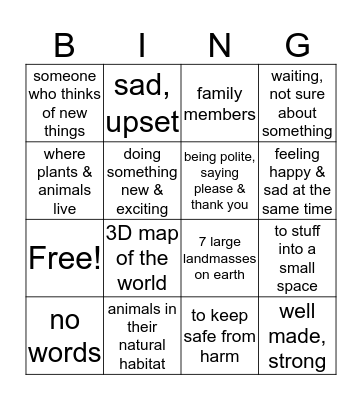 RW2  Bingo Card