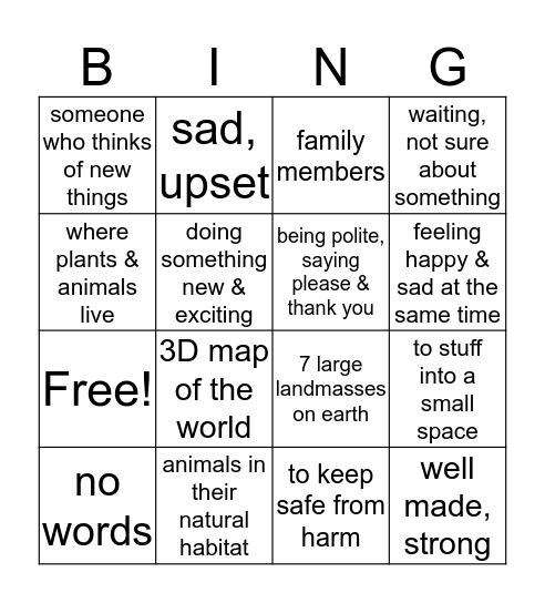 RW2  Bingo Card