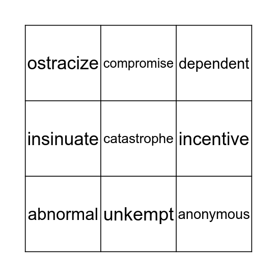 VOCAB BINGO! Bingo Card