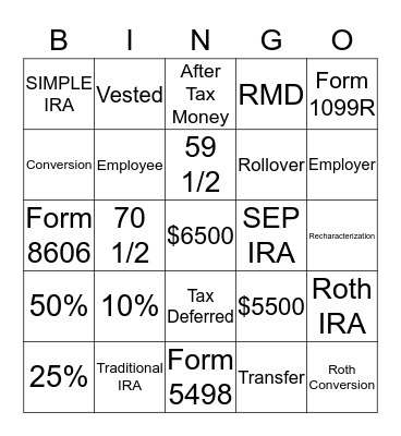 Retirement Plan FAQs Bingo Card