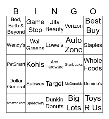 Top Retailers Bingo Card