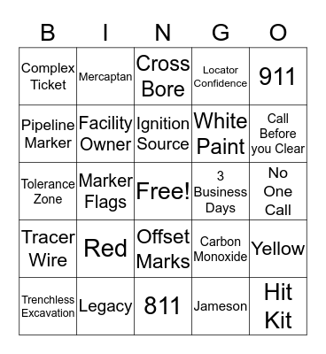 DAMAGE PREVENTION LINGO BINGO Card