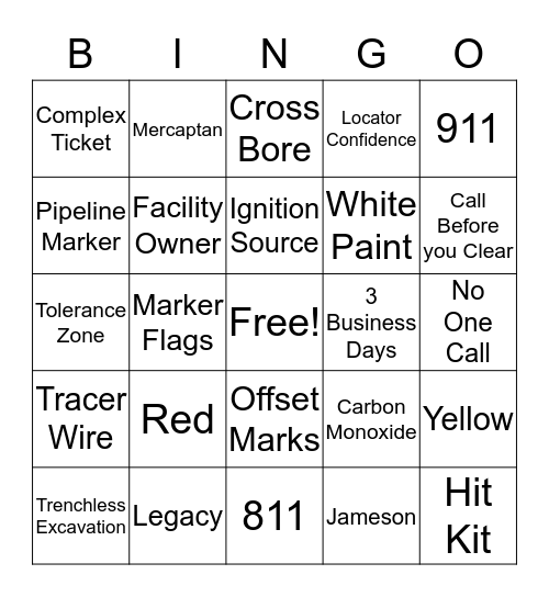 DAMAGE PREVENTION LINGO BINGO Card