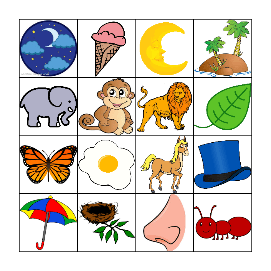 Initial Sounds Bingo Card