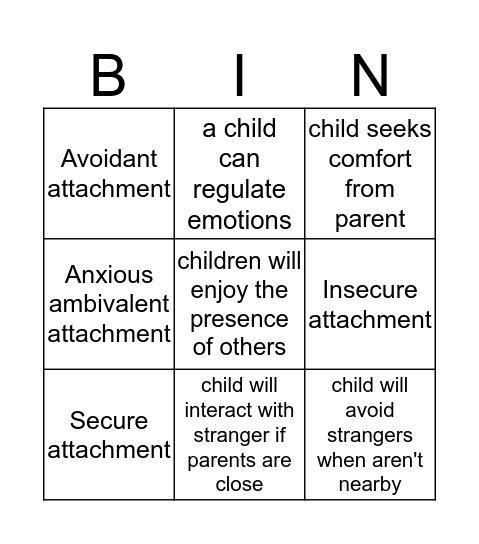 Attachment  Bingo Card