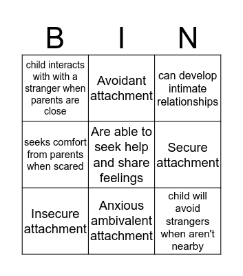 Attachment  Bingo Card