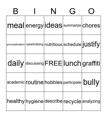 time Bingo Card