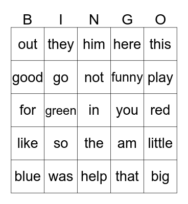 Short Vowels  a, i, o Bingo Card