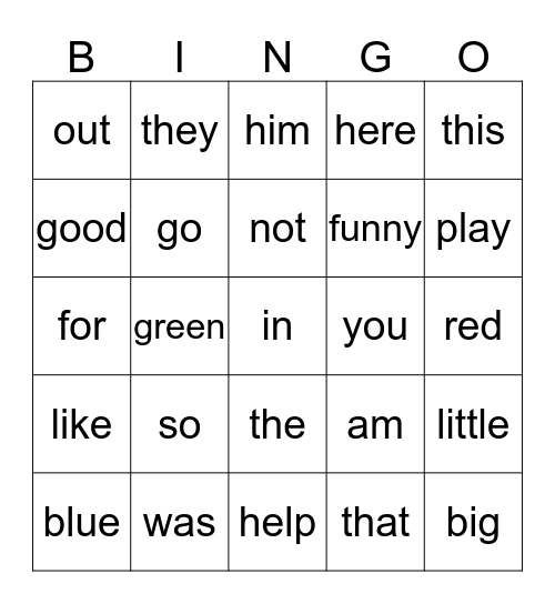 Short Vowels  a, i, o Bingo Card