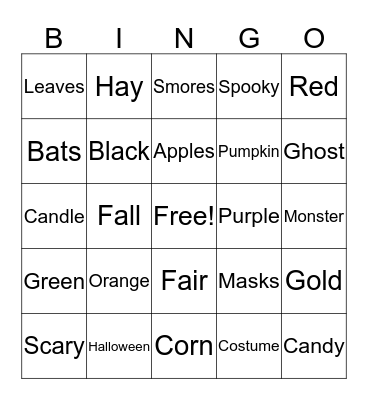Fall Bingo!!!! Bingo Card