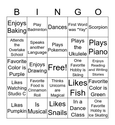 Girl Scout Troop 40526 Bingo Card