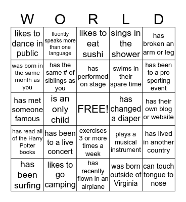 Find someone who... Bingo Card