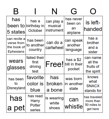 FIND SOMEONE WHO... Bingo Card