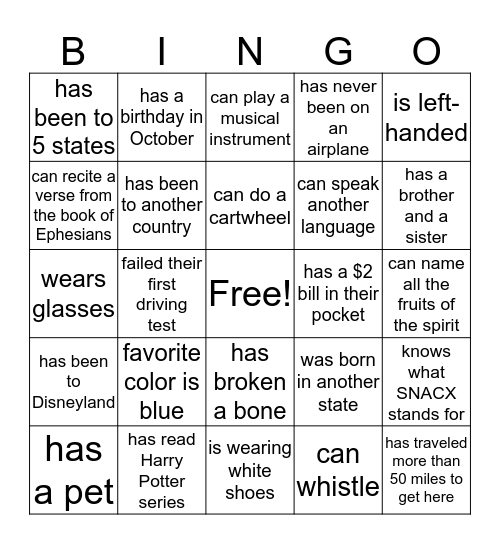 FIND SOMEONE WHO... Bingo Card