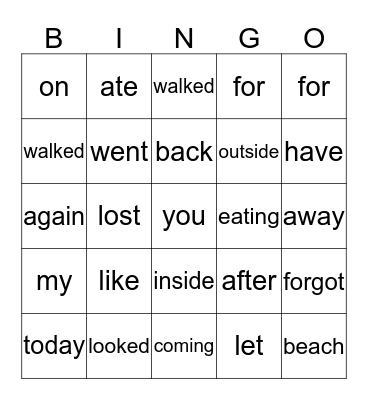 Yellow Group Bingo Card