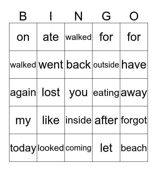 Yellow Group Bingo Card