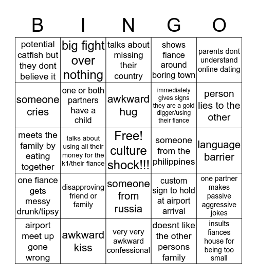 90 day fiance season premiere!!! :) Bingo Card