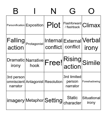 Mr. Lawrence Vocab Bingo Card