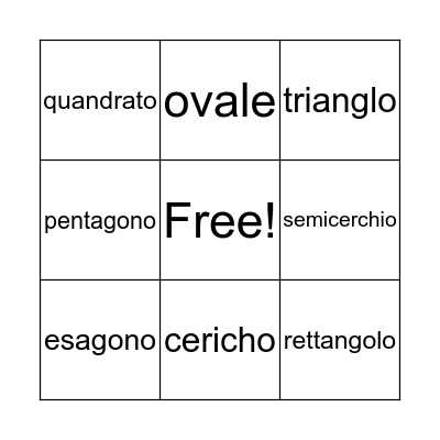 Italian 2D Shapes Bingo Card