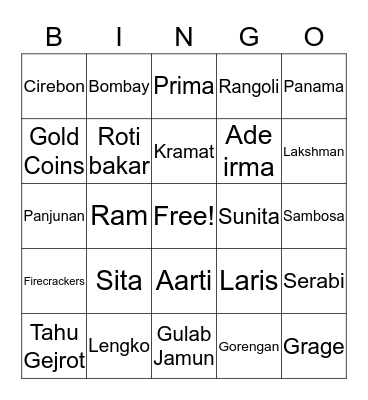 Colorful Diwali Bingo Card