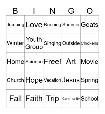 Covenant Care  Bingo Card