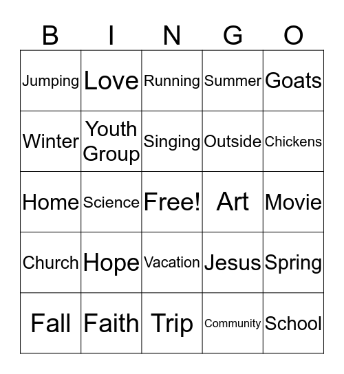 Covenant Care  Bingo Card