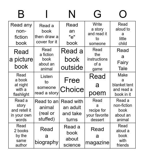 Bingo Reading Challenge Bingo Card