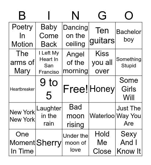 HITS 52 Bingo Card