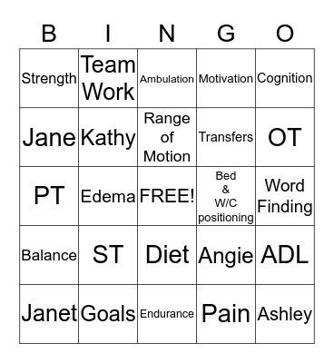 Therapy Bingo Card