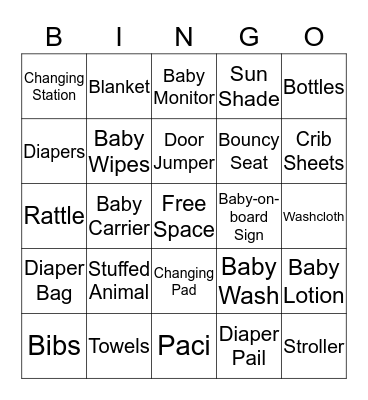 Baby Gift BINGO Card