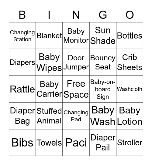 Baby Gift BINGO Card