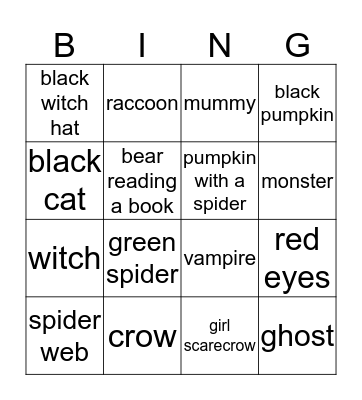 Fall/Halloween Bing Bingo Card