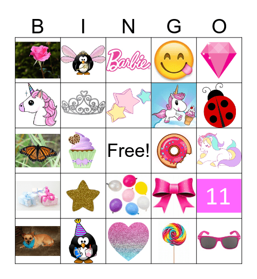 Unicorn Bingo Card