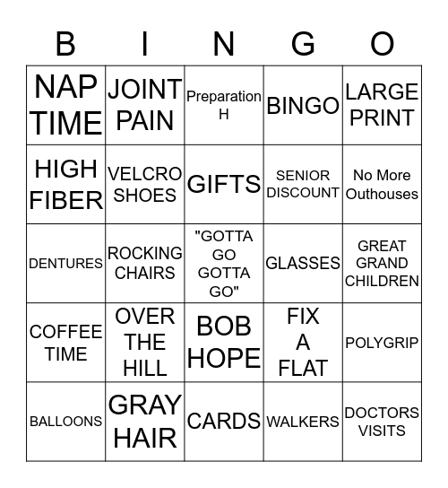 AGING GRACEFULLY BINGO Card