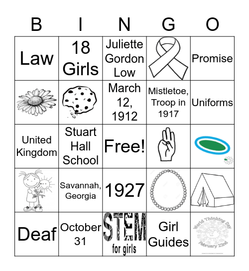 Juliette Gordon Low Bingo Card