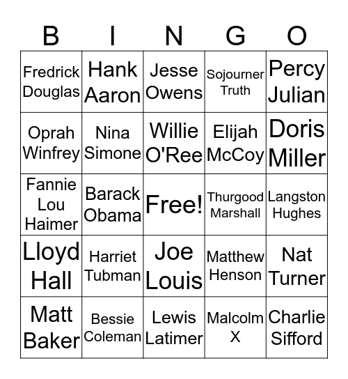 Black Hisory Bingo Card
