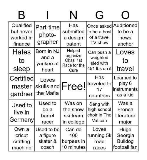 People Bingo 10.12.17 Bingo Card