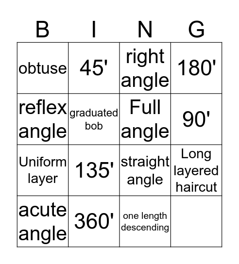 What is the cutting angle?  Bingo Card