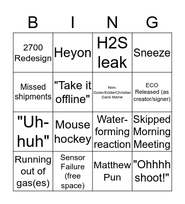 H2scan Bingo - Week of October 9 Bingo Card