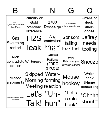 H2scan Bingo - Week of October 9 Bingo Card