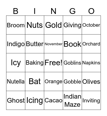 Fall Bingo  Bingo Card